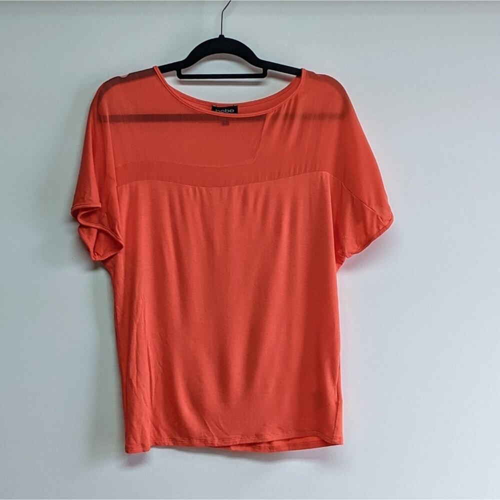 Bebe Netted Orange Top Size Small